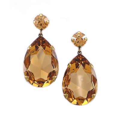 Bijoux Statement Bridal Earring: Swarovski Crystal - Dark Gold